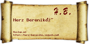 Herz Bereniké névjegykártya